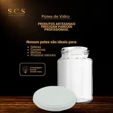 6 Potes de Vidro 600mlPara Conserva Geleia Salada decoração + Tampa Metal dourada
