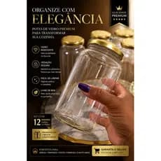6 Potes Vidro 800ml rosqueada  vedada Para Conserva,pimenta,armazenamento,Geleia,Salada,decoração+Tampa Metal douradaq