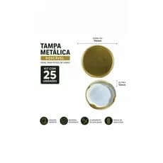 25 Tampas Metálica Dourada