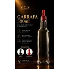 Garrafa quadrada 500ml lisa c/bico dosador Galheteiro para vinagre,azeite,óleo ideal para restaurante cozinha casa.