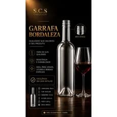 Kit 6 Garrafas Bordaleza 750ml incolor | Boca Rosca | Sem Tampa