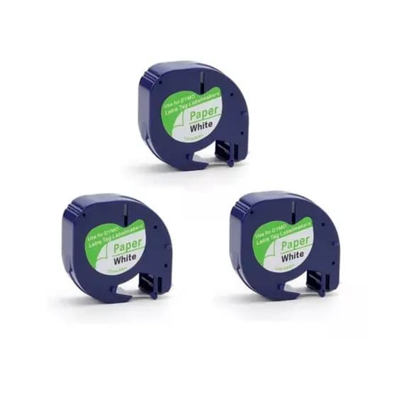 Kit 3 Fita Rotulador Dymo 91200t 10697 Letratag Comptatível 12mm Papel