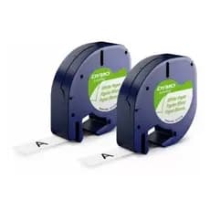 Kit 2 Fitas Compatível Dymo LetraTag 91200 12mm Papel Branco Etiqueta LT100H LT100T 10697