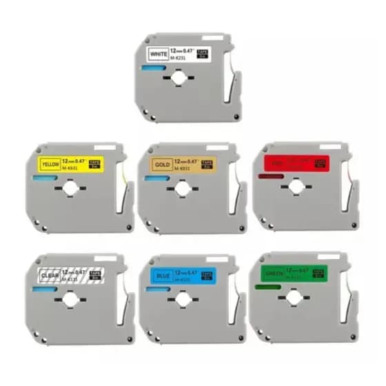 Etiqueta Rotuladora MK-231 12mm Compatível PT70 PT80 PT90 Brother Várias Cores Resistente