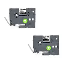 2x Fita Rotuladora Tze-335 Compatível Preta Letra Branca 12mm Tze-335