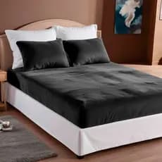 Jogo De Lençol 3 Peças Plush Manta Flannel - Preto