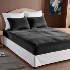 Jogo De Lençol 3 Peças Plush Manta Flannel - Preto