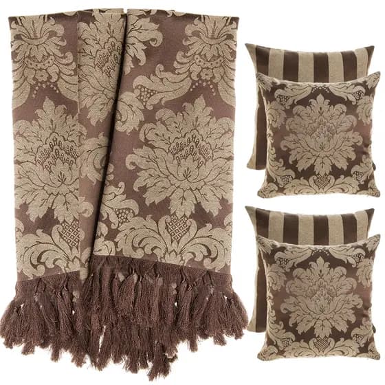 1 Manta para Sofá 210x140 + 4 Capas para Almofadas - Várias Cores