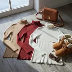 Kit 3 Blusa Feminina Manga Longa Gola Alta Canelado Cacharrel Premium Inverno Casual