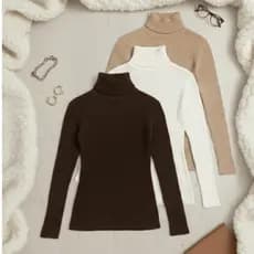 Kit 3 Blusas Cacharrel Femininas Caneladas Inverno Toque Macio Ajuste Elegante para Looks Versáteis