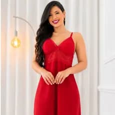 Camisola De Renda Pijama Baby Doll Luxo Sensual com Calcinha Fio Dental Roupa para Dormir Sem Bojo
