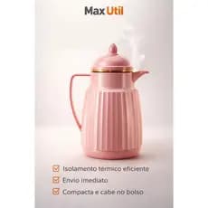 Garrafa Térmica Café Preta com Detalhe Dourado