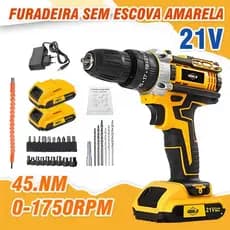 Furadeira Parafusadeira 3/8" bateria 21V com e acessórios 45N