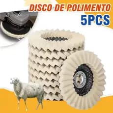 Kit 5x Disco Flap Feltro Lã Polir Inox Mármore Granito Alumínio Madeira Polimento Multiuso
