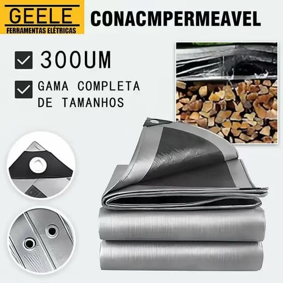 Lona  Blackout Cinza Preta Impermeável 300 Micras Grossa 200g/m2 2×3M 3×4M 4×4M 3×5M