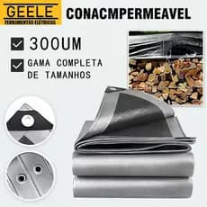 Lona  Blackout Cinza Preta Impermeável 300 Micras Grossa 200g/m2 2×3M 3×4M 4×4M 3×5M