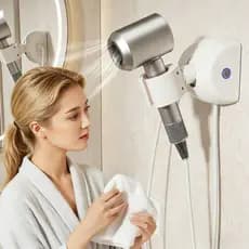 Suporte Para Secador De Cabelo Giratório Automático Ajustável Montado Na Parede Organizador De Banheiro