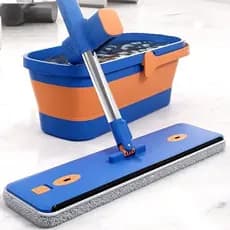 haosin KIT 7 Esfregões Milagrosos Limpa Seco e Úmido sem Enxague Balde com Raspador Dobrável e Super Absorvente