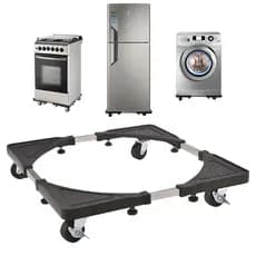 Suporte Inox p/ Geladeira, Máquina de Lavar e Fogão c/ Rodinhas 54x54cm