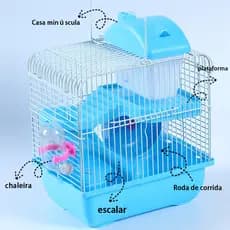 MIW Gaiola Dupla Colorida para Hamsters - com Tubos, Roda e Casa em Malha Anti-Mordida
