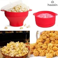Pipoqueira Grande Para Micro-ondas Sem Óleo Balde Pipoca Silicone Redonda Com Tampa Livre BPA