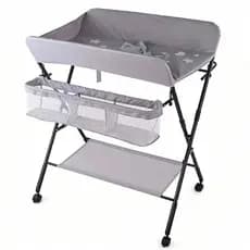 Mesa Portátil Para Troca De Fraldas Dobrável Com Rodas E Prateleira/Bebês