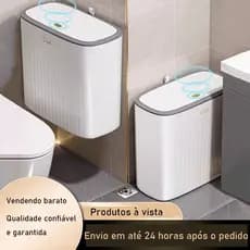 haosin Lixeira grande 15L Branca com Botão de ouro - Tampa por Toque para Cozinha e Banheiro cesto de lixo/quarto