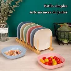 O Kit Contém 10 Pratos De Plástico Rígido Reutilizáveis-Durável Com Suporte , Perfeito Para Festas E Churrascos haosin