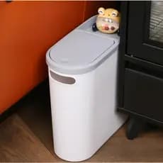 haosin Lixeira Grande Estreita 10L com Tampa de Pressão e Vedação de Odor para Quarto/Banheiro