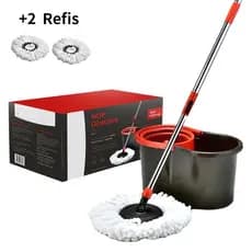 haosin Esfregão Giratório Regulável 360° haosin Balde Centrífuga rodo magico refil Microfibra  2 Refis mop