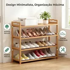 sapateira de madeira com 3/4 camadas, prateleira multifuncional para armazenamento