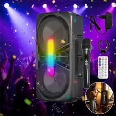 Caixa de Som  Grande Alto Falante Led RGB Microfone Karaokê Amplificado TWS Entrada Aux Micro SD