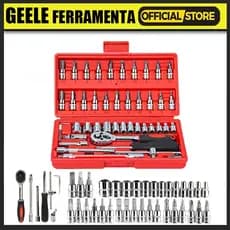 Kit De Ferramentas 40/46 Peças Jogo De Soquetes Chave Catraca Reversível Com Maleta Jogo De Ferramentas Completo