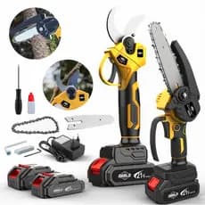 Motosserra Elétrica Portátil+Tesoura Eletrica Bateria Poda Podagem Carpintaria Portátil Bateria 21V 550W GEELE