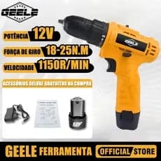 Parafusadeira Furadeira 3/8 12v A Bateria  GEELE
