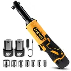 Chave Catraca Elétrica e Prática 12v  Com 6 Soquetes e 2 Baterias de Lítio 2.0 Ah Bivolt   Arstheco