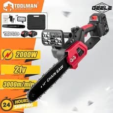 2000W 12'Motosserra Elétrica Sem Fio Cortador De Madeira Com 2 Baterias 21v