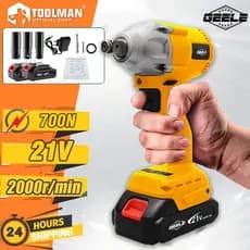 Chave De Impacto Escovada Sem Fio 21V Furadeira Elétrica De Alto Torque 250N Equipada Com Manga (17,19,21)