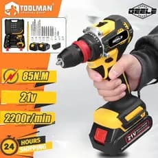 Parafusadeira Furadeira 3/8"  21V 2 Baterias Com Maleta e Acessórios Completo brushless
