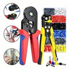 Kit Alicate Crimpar Descascador 1200 Terminais Ilhós Tubular