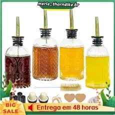 Acessórios Para Bar De Café , Garrafa De Vidro Xarope Conjunto De Garrafas Dispensadoras De Com Bico De Metal E Etiqueta