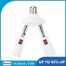 360 Graus Ajustável-Adaptador De Soquete Divisor E27 2 Em 1 . De Lâmpada LED Padrão E27