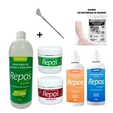 Repos AMACIANTE 1100ml + Espátula + BOTAS + CREME REMOVEDOR de Cutículas + URÉIA + COPAÍBA + GEL - Spa pés