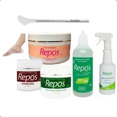 Kit Spa Dos Pés Repós Amaciante + Uréia + Esfoliante + Removedor + Espátula Calosidade + Botas + Spray Higienizador