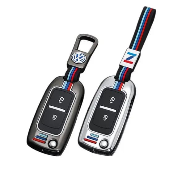 [Presente de Luxo] Capa de Chave de Carro para VW Volkswagen Jetta Golf Passat Beetle Seat Polo B5 (2 Botões) 5641 RI7W