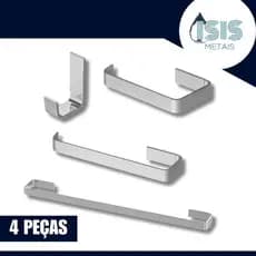 KIT ACESSORIO PARA BANHEIRO 4 PEÇAS LUXO QUADRADO