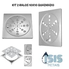 Kit 2 Ralos Quadrados 10x10cm Inox Cromado - Alta Qualidade e Durabilidade