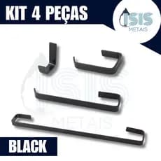 KIT ACESSÓRIOS PARA BANHEIRO 4 E 5 PEÇAS QUADRADO LUXO PRETO  PORTA TOALHAS PAPELEIRA E GANCHO