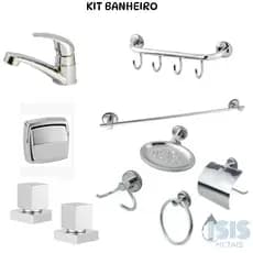 Kit Banheiro 10 Peças Completo com Torneira, Acabamentos Padrão Deca e Cabide – ABS Cromado