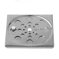 Ralo Grelha Tampa Inox 10x10CM Banheiro Lavabo Área Externa Quadrado com Caixilho/abre e fecha
